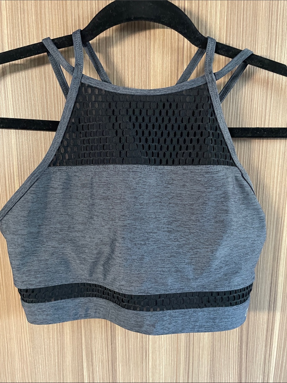 Lorna Jane Grey & Black Mesh Strappy Sports Bralette